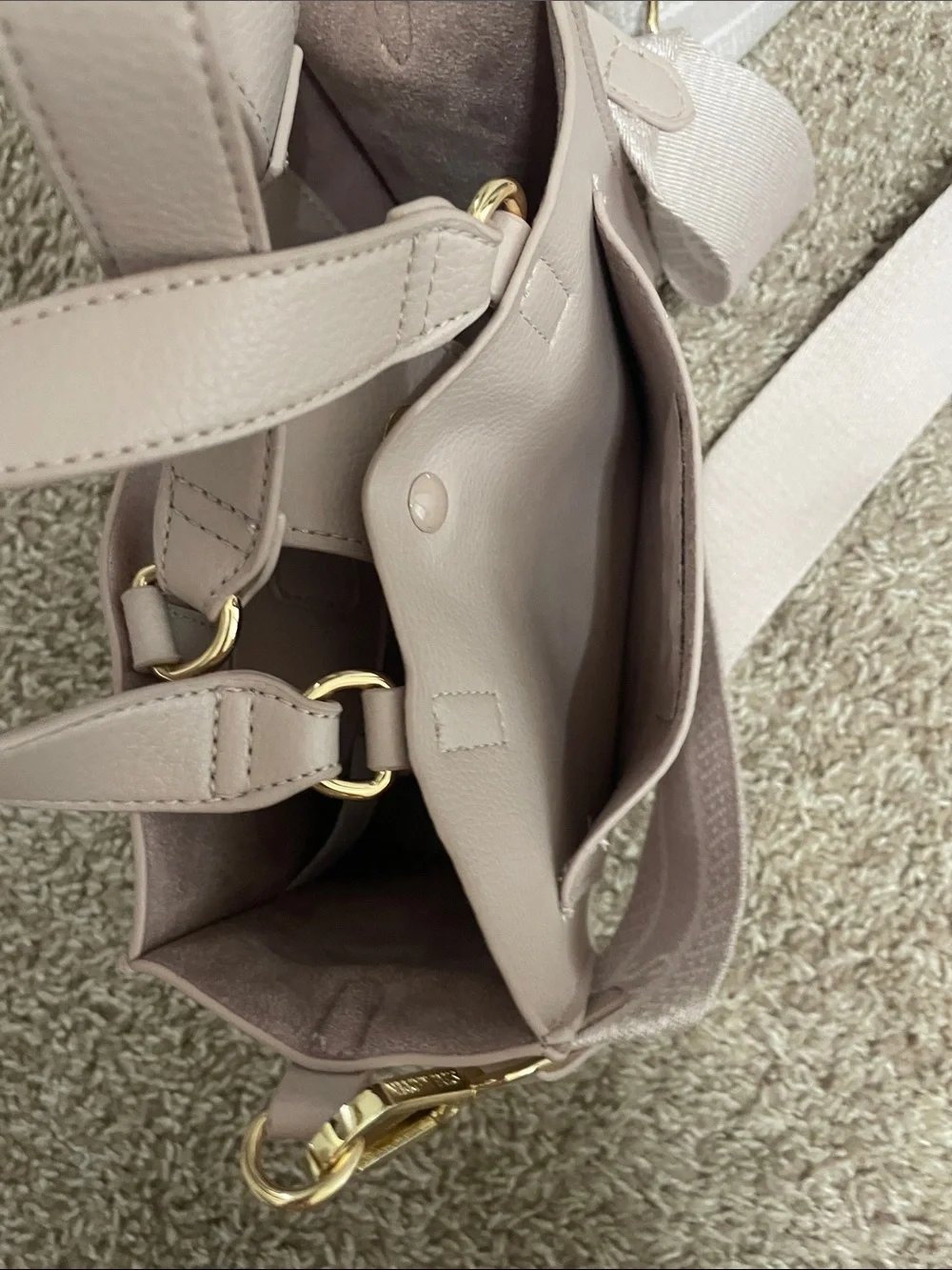 Steve Madden Dusty Pink Pebbled Leather Crossbody Tote with Detachable Strap